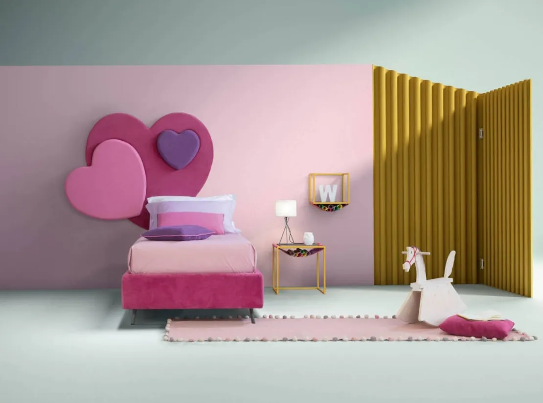 Letto moderno singolo con testiera a forma di cuore Sweet di Bside